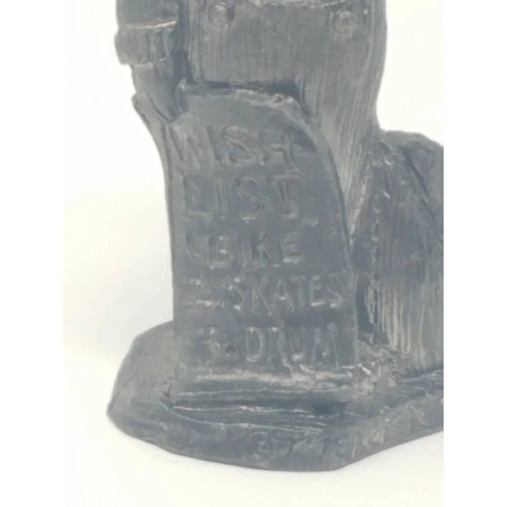 Vtg. Michael Ricker pewter 1990 Christmas Wish List figurine whimsical artsy